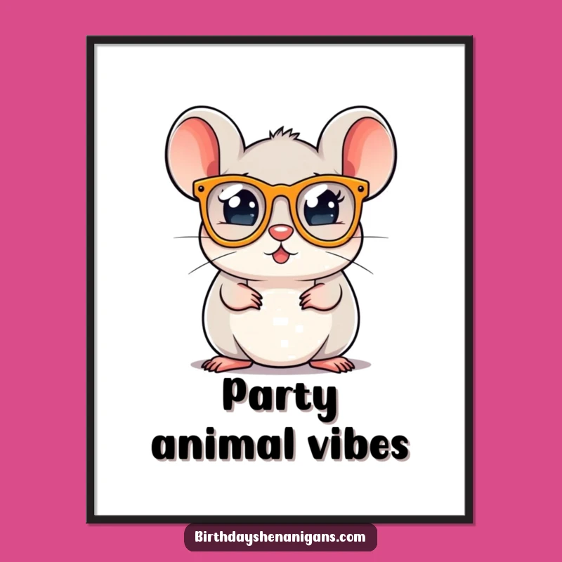 Funny Mouse Party Art Poster: Festive Wall Decor and Hilarious Gift