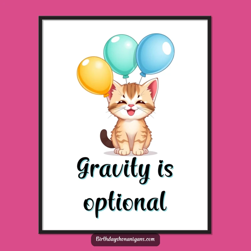Funny Kitten Balloon Poster - Whimsical Wall Art for Joyful Spaces