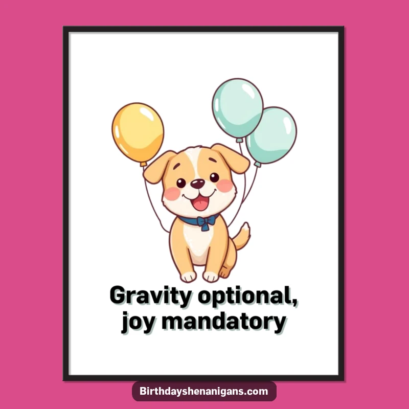 Funny Kawaii Dog Balloon Bounce Poster: Brighten Your Walls with Laughter