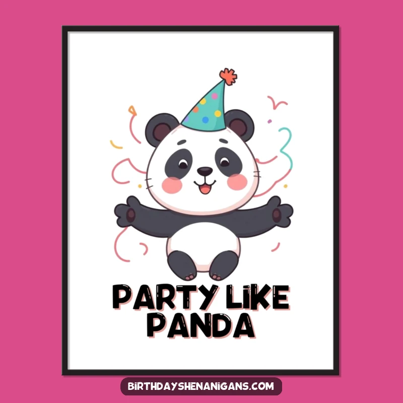 Funny Panda Party Poster: Cute Character Celebrates Fun - Wall Art Gift!