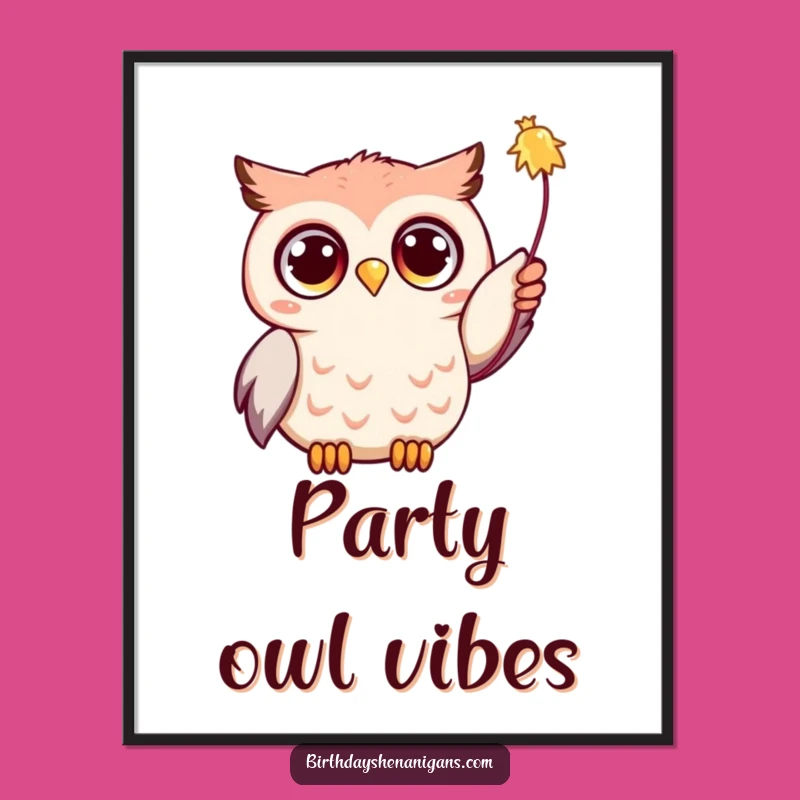 Festive Wall Art: Funny Kawaii Owl Streamer Poster