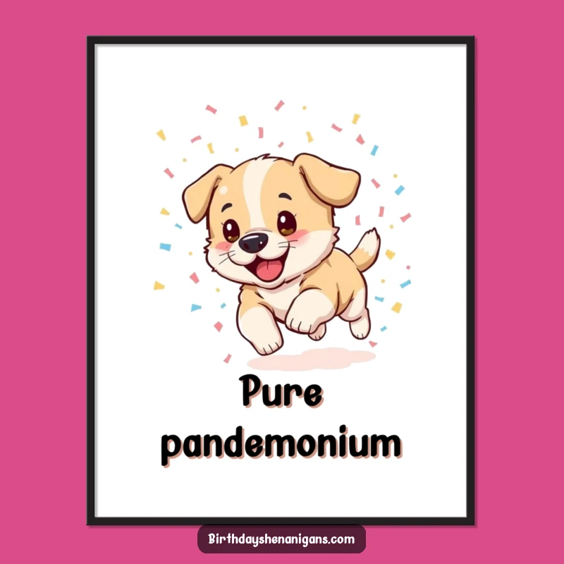 Funny Puppy Confetti Poster - Vibrant Wall Art for Joyful Spaces