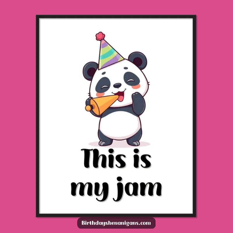 Funny Panda Party Poster - Joyful Wall Art for Festive Cheer
