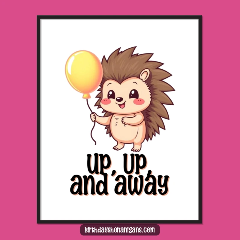 Funny Hedgehog Balloon Poster: Add Instant Joy with This Hilarious Wall Art