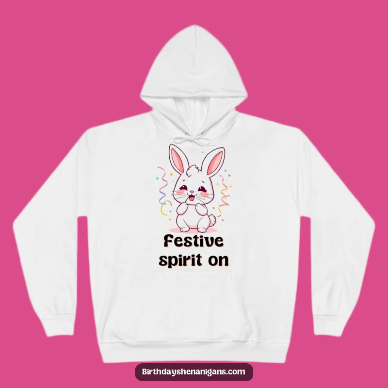 Cozy Funny Kawaii Bunny Party Hoodie - Warm Celebration Gift