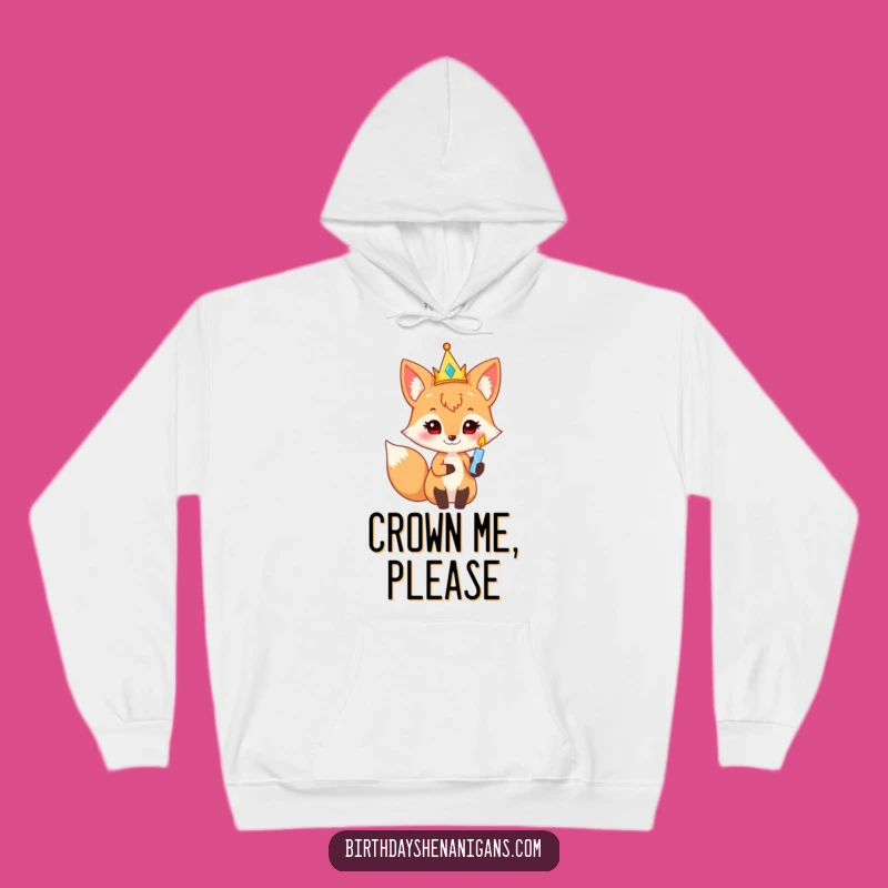 Funny Curious Fox Party Crown Hoodie: Cozy Up in Birthday Cheer with This Hilarious Apparel
