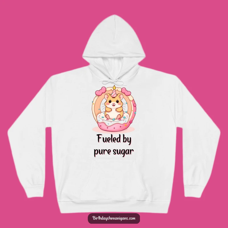 Funny Kawaii Hamster Hoodie - Cozy Rolling Cake Birthday Fun