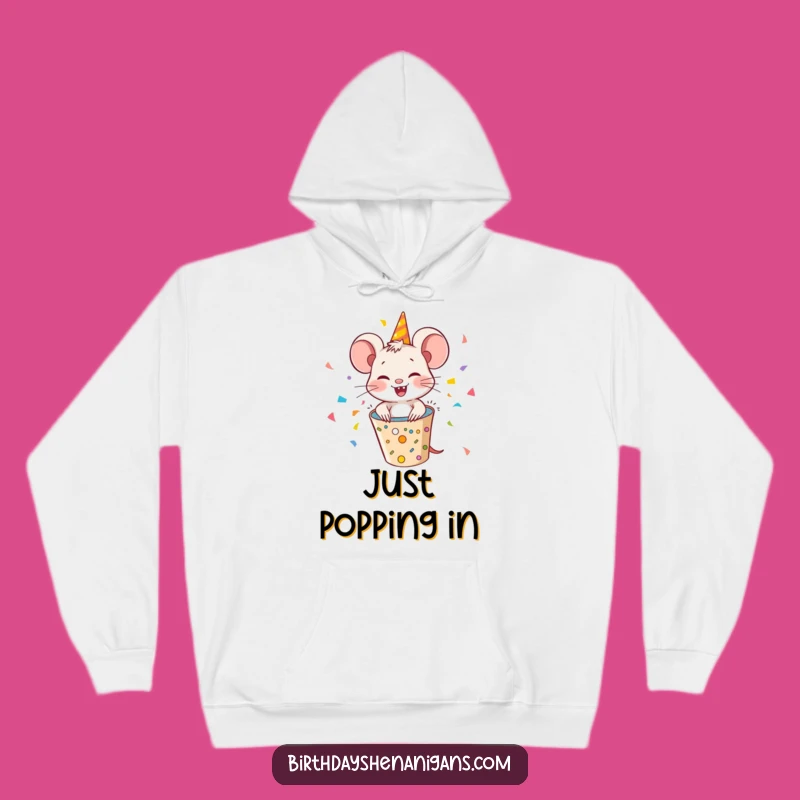Funny Giggling Mouse Party Popper Hoodie: Stay Cozy & Comedic with This Hilarious Apparel