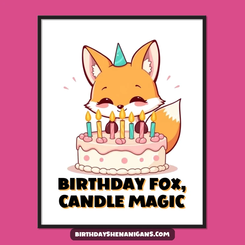Funny Free Printable Fox Birthday Art: Downloadable Wall Decor Gift