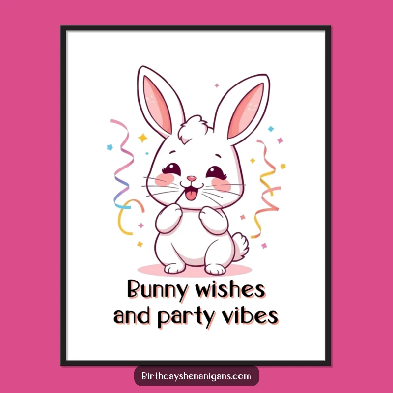 Free Printable Wall Art: Joyful Kawaii Bunny Streamers Downloadable Decor