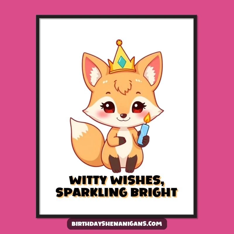 Free Printable Funny Wall Art: Curious Fox Candle Art Downloadable Gift for Decor