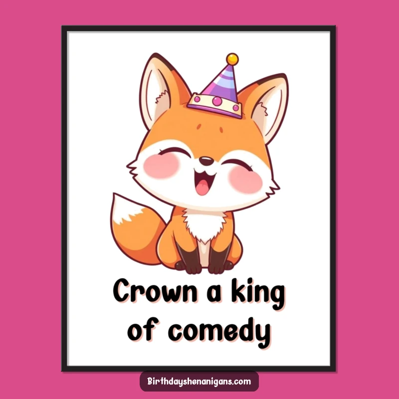 Free Printable Wall Art: Giggling Fox Crown, Funny Downloadable Decor