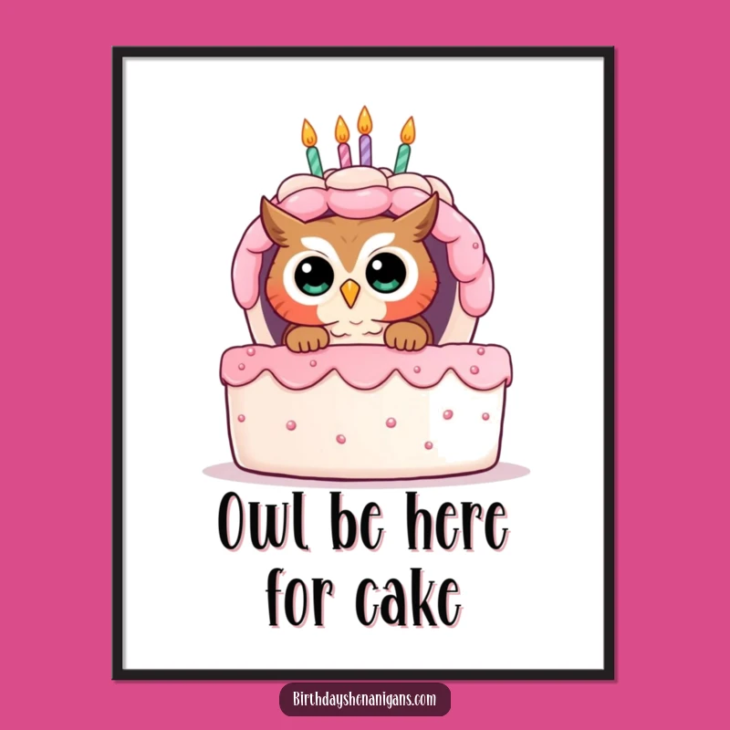 Free Printable Wall Art: Owl Cake Peek, Funny Downloadable Decor