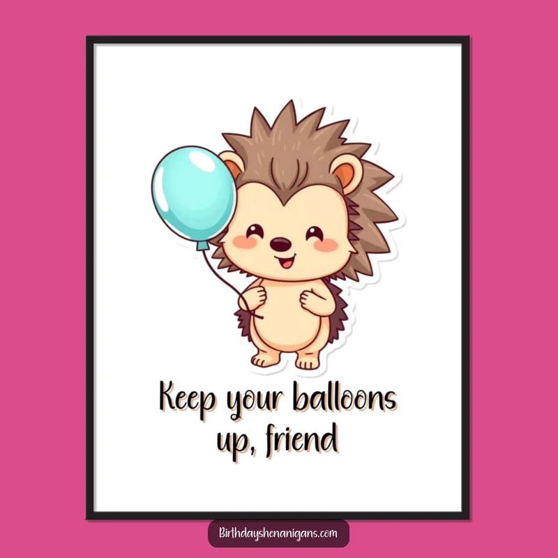 Funny Free Printable Wall Art: Hedgehog Balloon Decor Downloadable