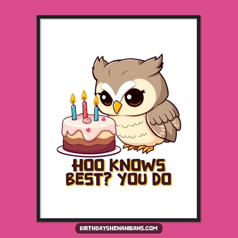 Funny Free Printable Wall Art: Owl Cake Curiosity Decor Downloadable