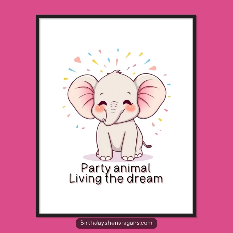 Free Printable Kawaii Elephant Art - Funny Downloadable Decor for a Cheerful Home!