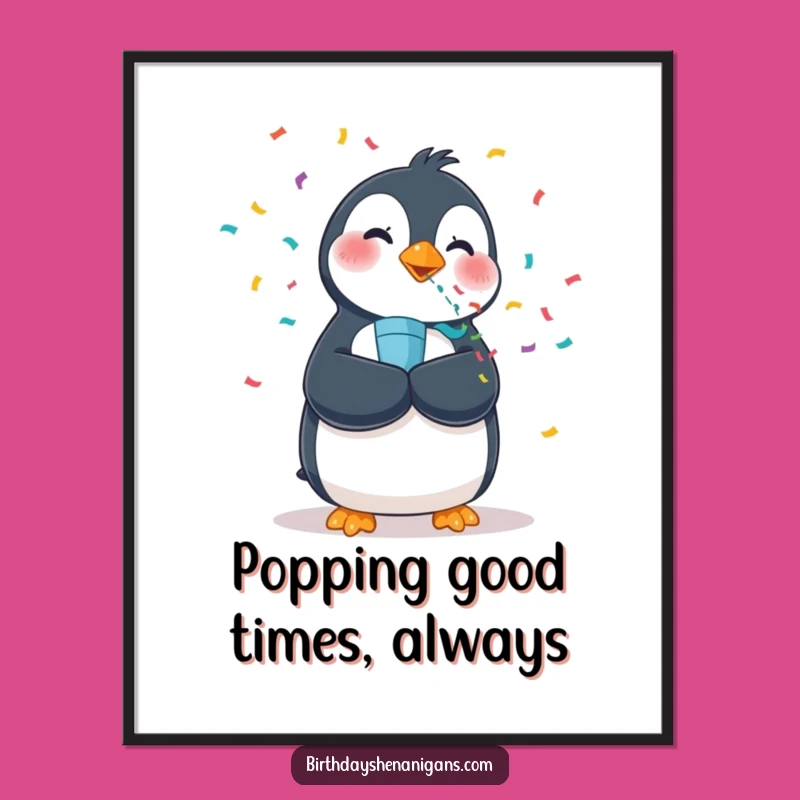 Free Printable Wall Art: Wobbly Penguin Popper, Funny Downloadable Decor