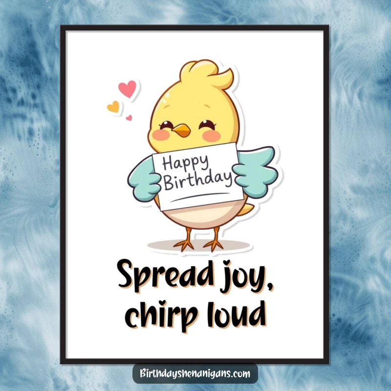 Funny Free Printable Wall Art: A whimsical bird flies with a message card, chirping cheerfully, adding charm.