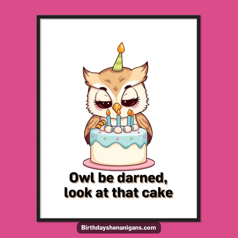 Whimsical Free Printable Wall Art: Owl Cake, Curious DIY Decor