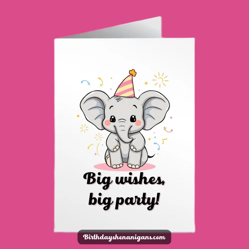 Free Printable Elephant Birthday Card: Joyful Popper Spray Fun Downloadable