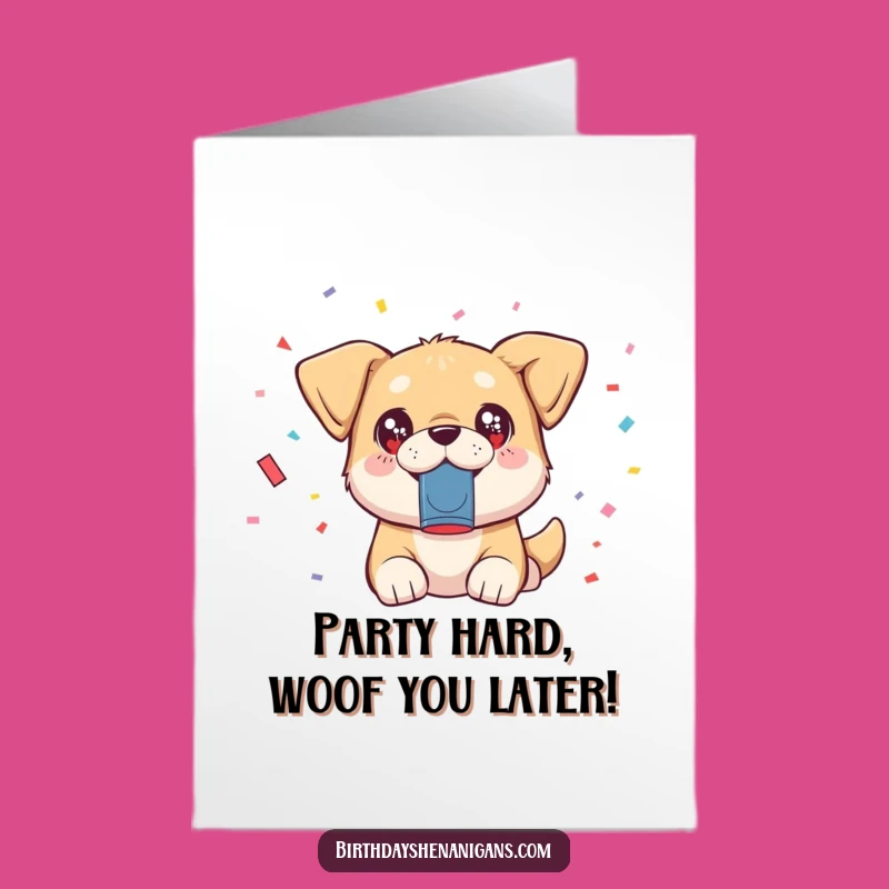 Free Printable Birthday Card: Dog with Confetti Popper for a Fun DIY Downloadable Gift