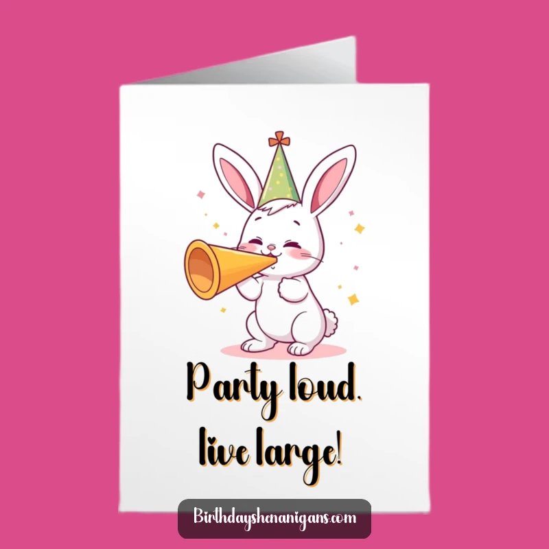 Free Printable Birthday Card: Funny Bunny Blowing Horn For Epic DIY Party Fun
