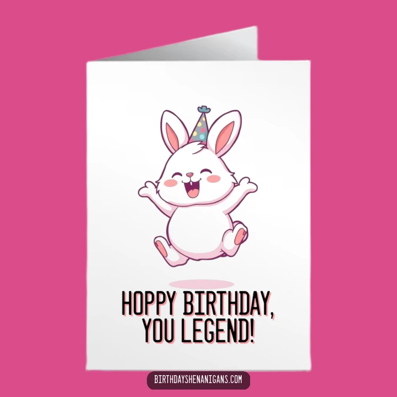 Free Printable Birthday Card: Funny Fluffy Bunny Leaping, Perfect DIY Gift