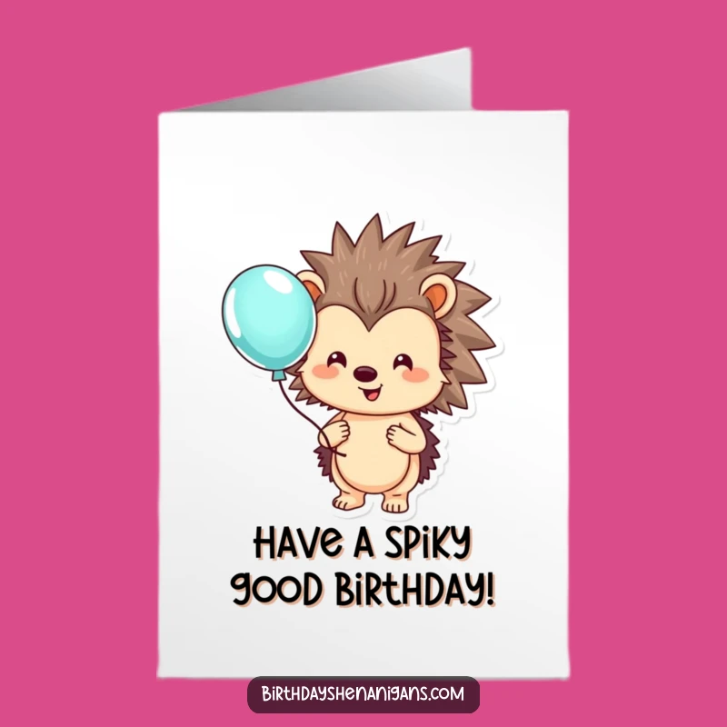 Free Printable Birthday Card: Hedgehog Balloon Joy Downloadable Gift
