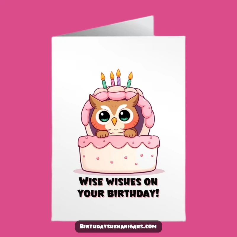 Free Printable Birthday Card: Owl & Cake, Funny DIY Gift for Surprise