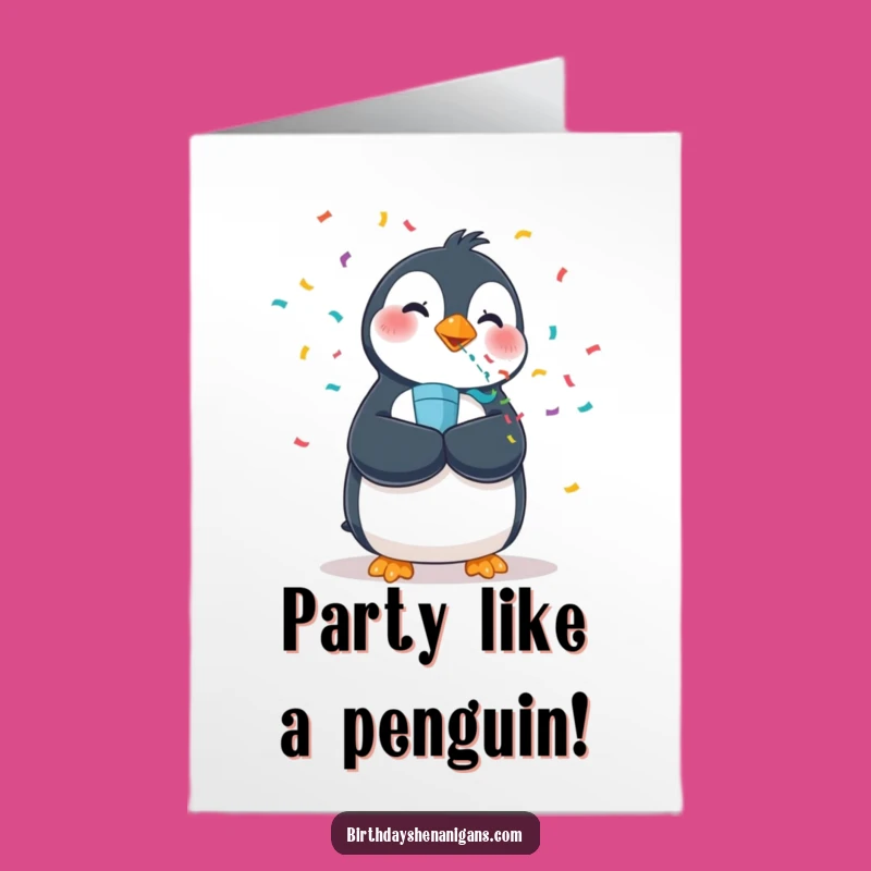 Free Printable Birthday Card: Wobbly Penguin Popper, Funny DIY Gift