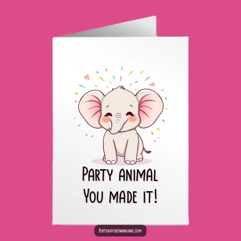 Free Printable Kawaii Elephant Birthday Card - Funny Downloadable Gift for Joyful Celebrations!