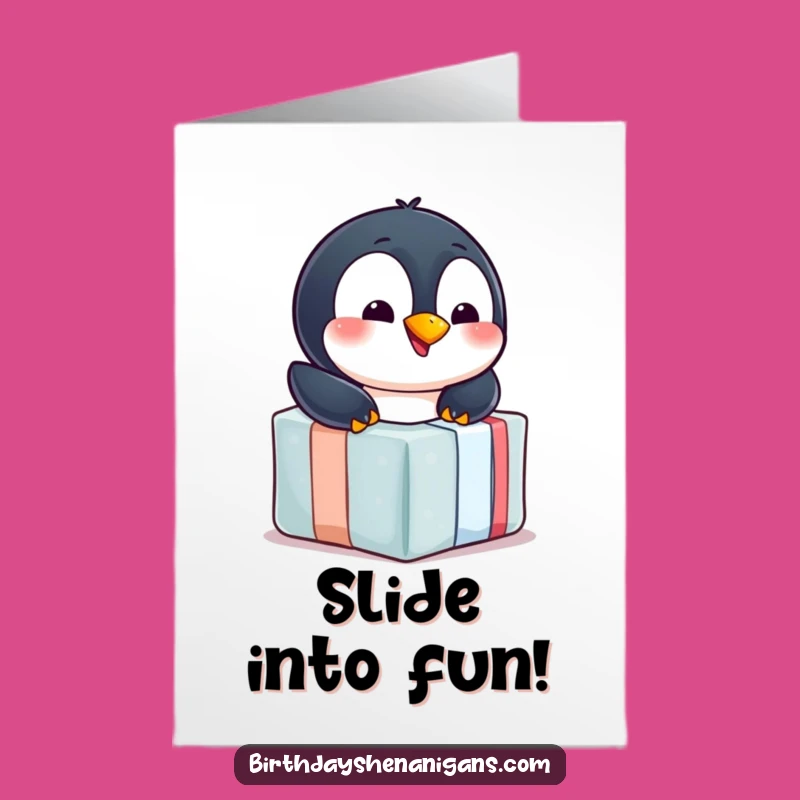 Free Printable Penguin Birthday Card: Gift-Sliding Fun for a Funny Downloadable Gift