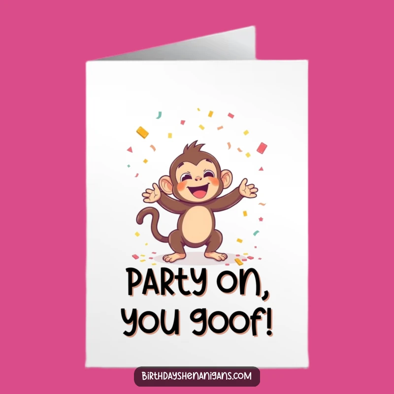Free Printable Kawaii Monkey Birthday Card: Confetti Blast DIY Gift