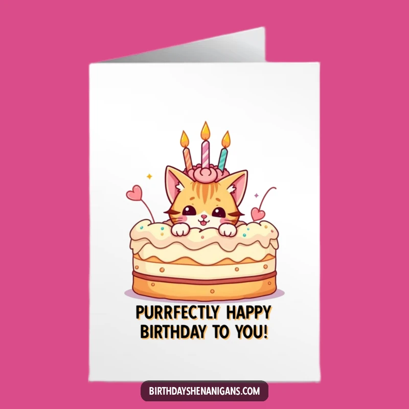 Free Printable Cat Birthday Card: Downloadable Funny Cake Art for a Purrfect Day Gift