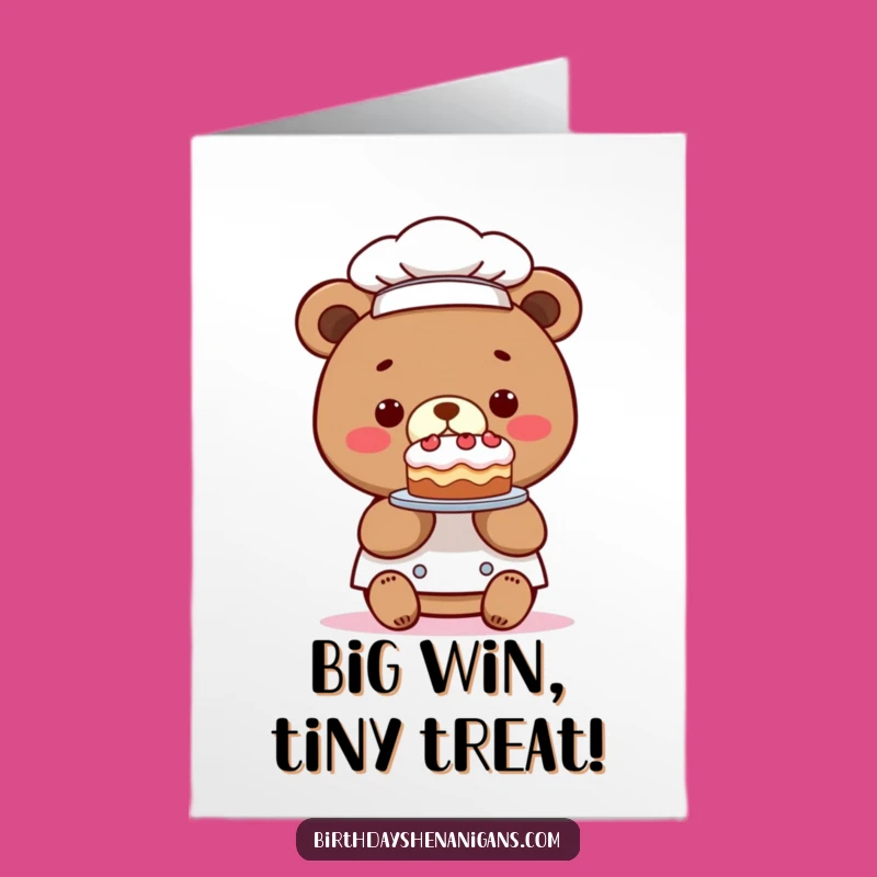 Free Printable Bear Chef Congrats Card: Tiny Cake Humor DIY