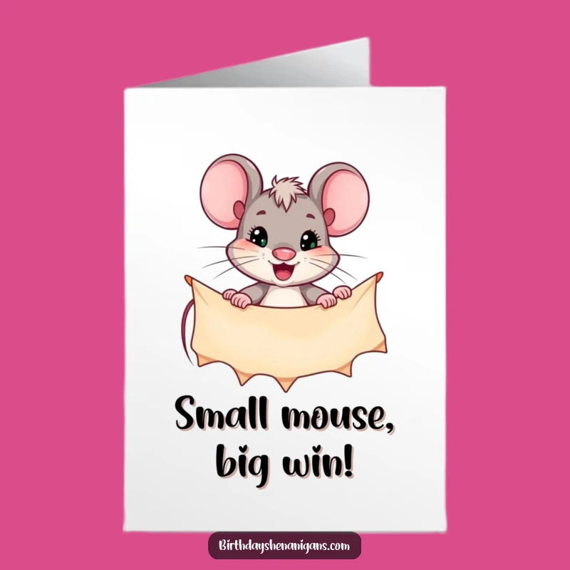 Free Printable Congrats Card: Determined Mouse Hanging Banner for a Humorous Downloadable Gift