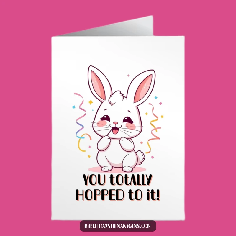Free Printable Congrats Card: Happy Kawaii Bunny Streamers Downloadable
