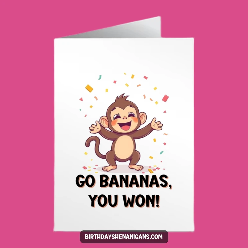 Free Printable Kawaii Monkey Congrats Card: Confetti Celebration DIY