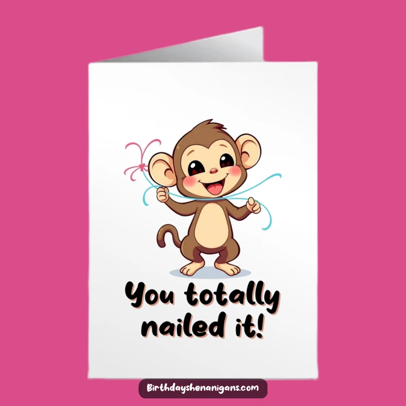 Free Printable Monkey Congrats Card: Funny DIY Downloadable Gift for Celebrations