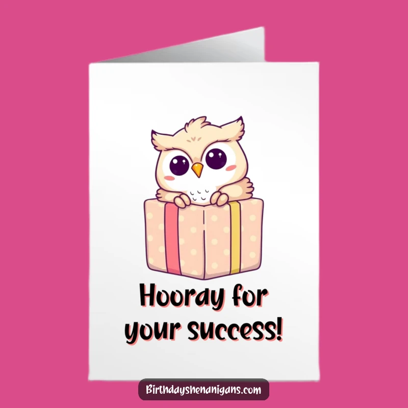 Free Printable Congrats Card: Owl in Present Hilarious Celebration Downloadable