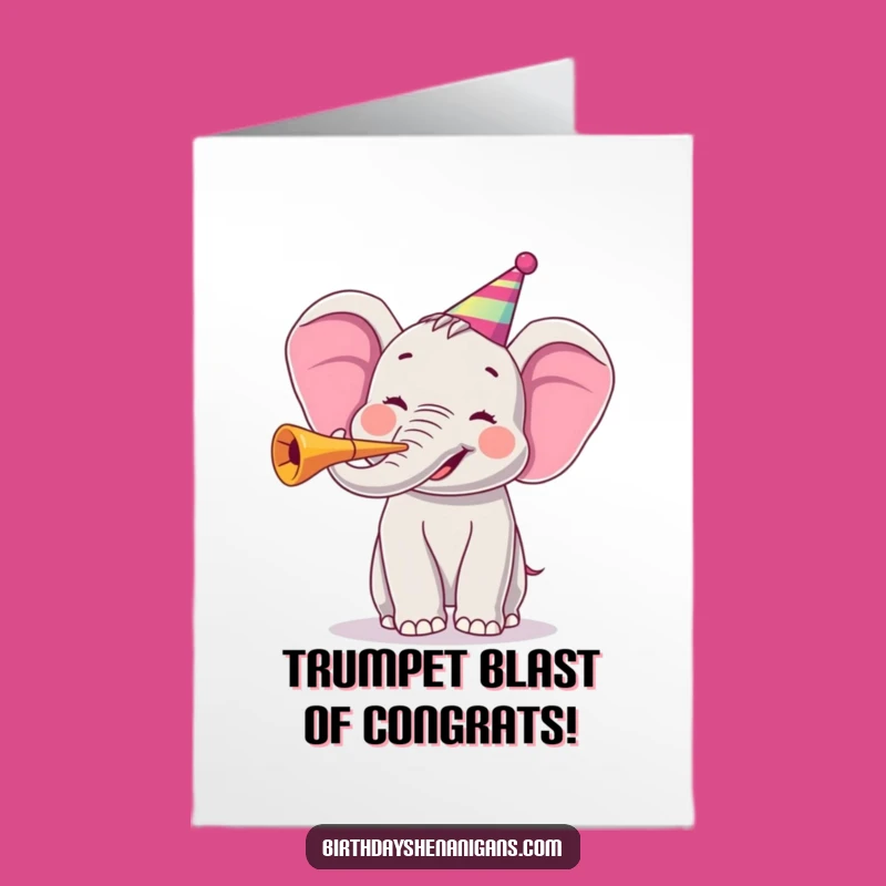 Free Printable Congrats Card: Joyful Elephant Horn for a Humorous Downloadable Gift