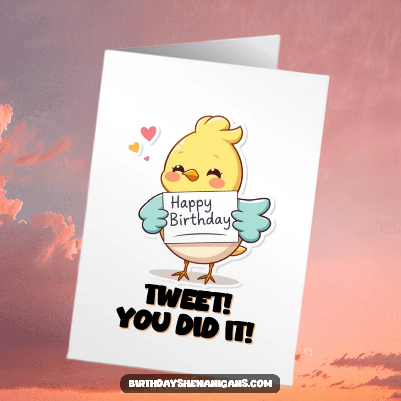 Funny Free Printable Congratulations Card: A whimsical bird delivers a message card with a cheerful chirp, celebrating your win.