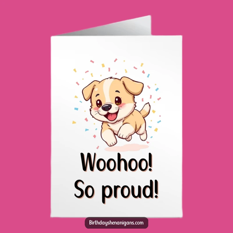 Free Printable Puppy Congrats Card: Exciting Confetti Chase for a Funny Downloadable Gift