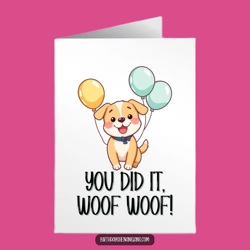 Free Printable Kawaii Dog Congrats Card: Funny Dog Balloons DIY Gift