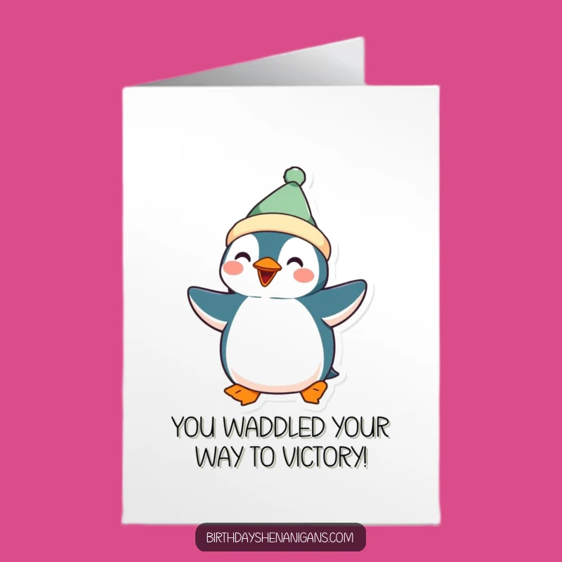 Free Printable Congrats Card: Penguin's Dance Party, Downloadable Joyful Gift