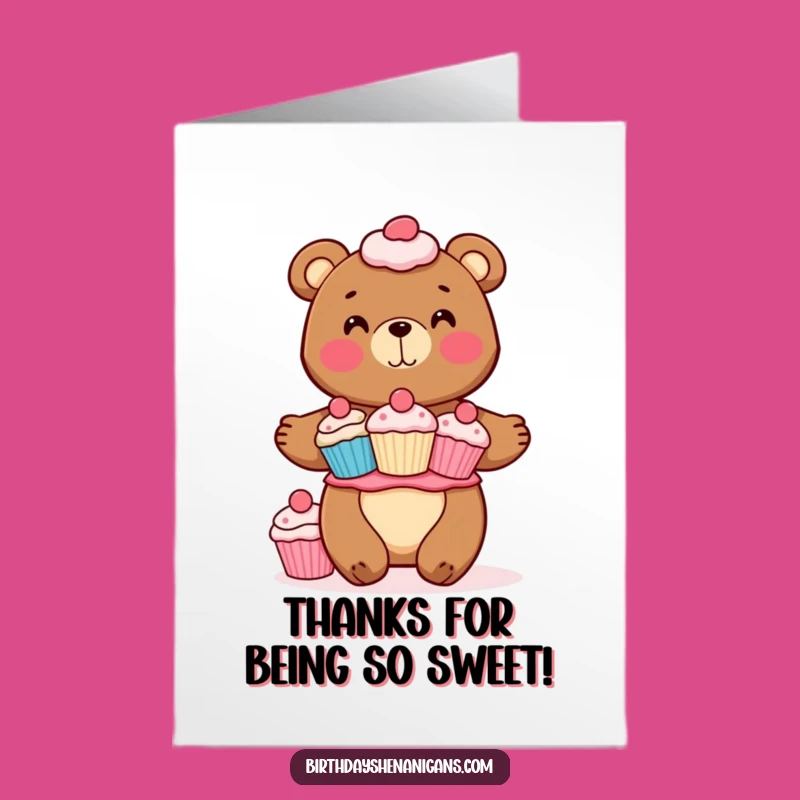 Free Printable Thank You Card: Bear's Sweet Thanks, Heartfelt Downloadable for Expressing Gratitude