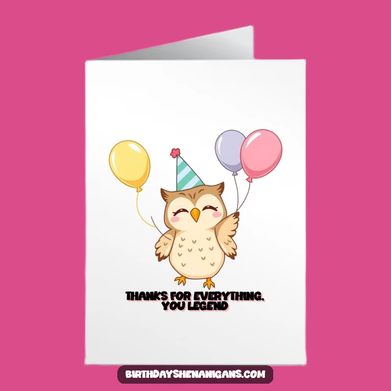 Free Printable Thank You Card: Kawaii Owl Juggling Thanks, Cute Downloadable Gift