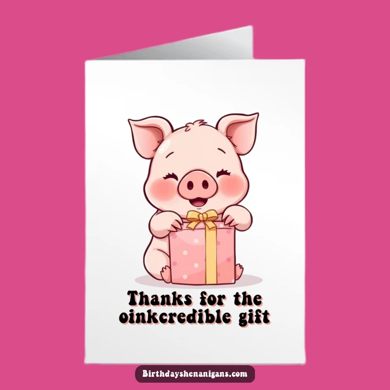 Free Printable Thank You Card: Kawaii Piggy's Gift of Gratitude, Cute Download