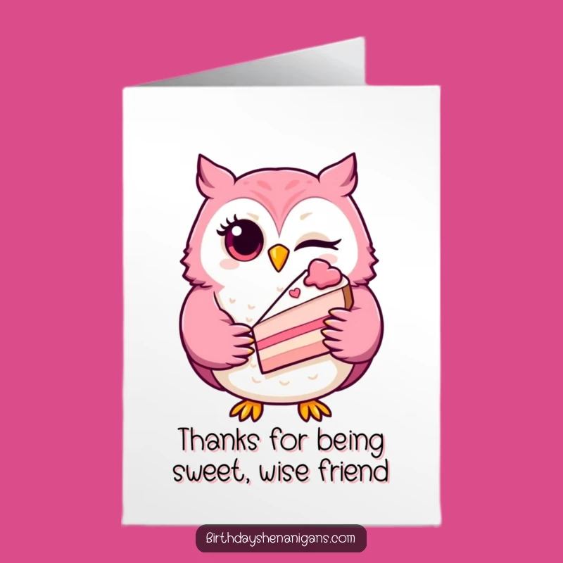 Free Printable Winking Owl Thank You Card: Funny Downloadable for Sweet Thanks!