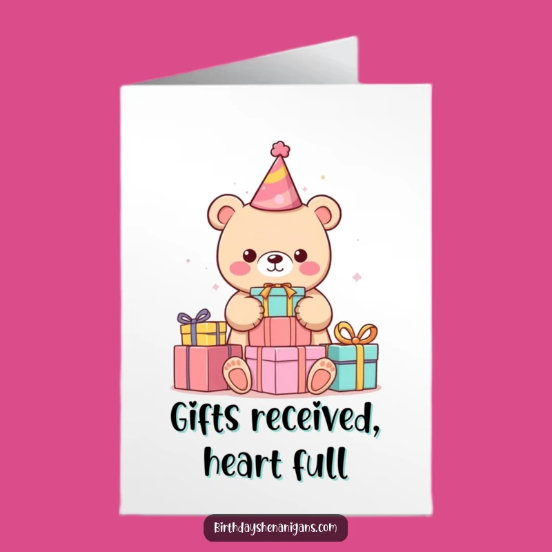 Free Printable Thank You Card: Kawaii Bear Stacking Gifts for a Sweet & Funny DIY Download